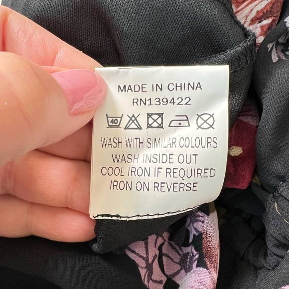 Tobi chiffon floral print faux wrap romper, long slit sleeve, lined, XS - Picture 11 of 12